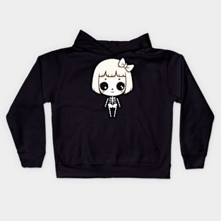 Cute Skeleton Girl in Kawaii Style | Halloween Design for Girls | Kawaii Girl Kids Hoodie